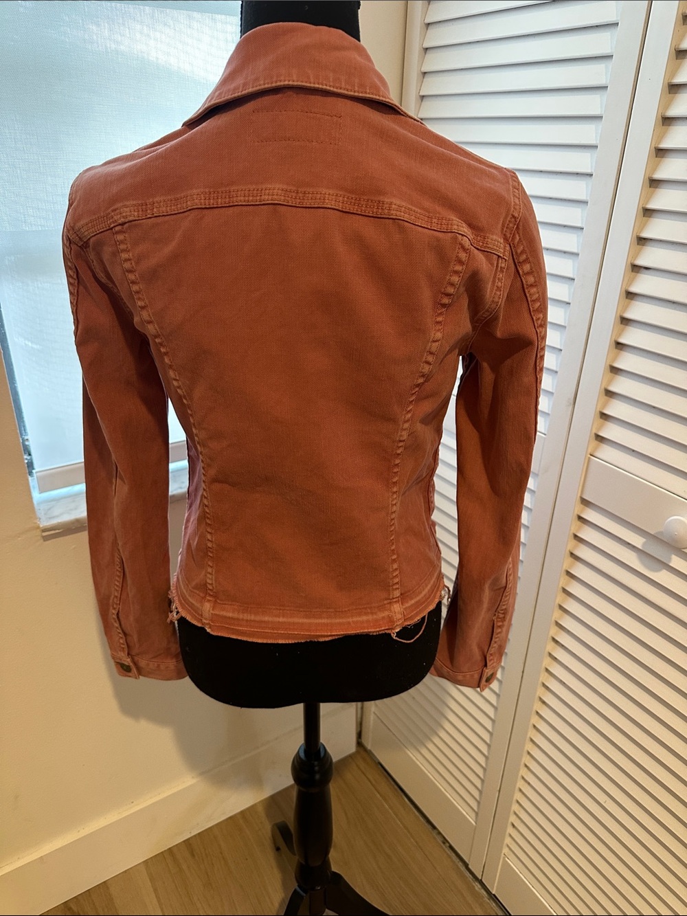 7 For All Mankind Distressed Rust-Colored Denim Jacket - Picture 2 of 6